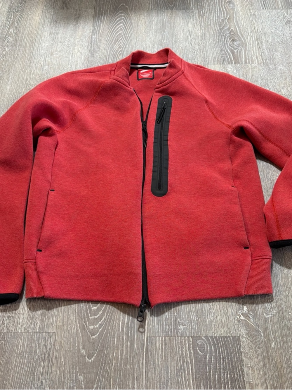 Nike Red Zip-Up Fleece Top with Black Trim
